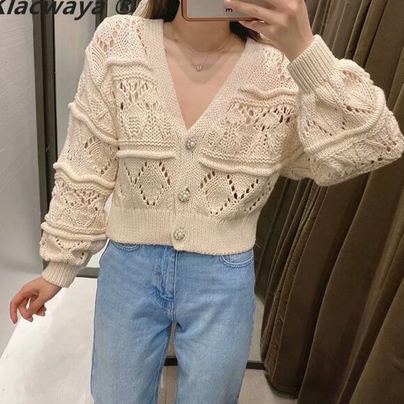Zara Sweaters - Zara Ecru Knit Cardigan Button Details Chunky Knit Jewels Sz Medium 5802/022/712